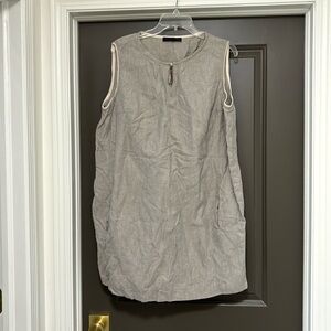 Fabiana Filippi,  Sleeveless Gray Linen-Blend Shift Dress